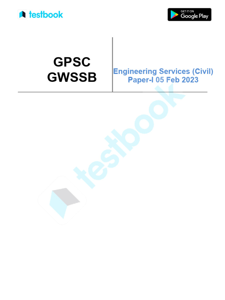 GPSC GWSSB Engineering Services Civil Official Paper I Held On 05 Feb ...