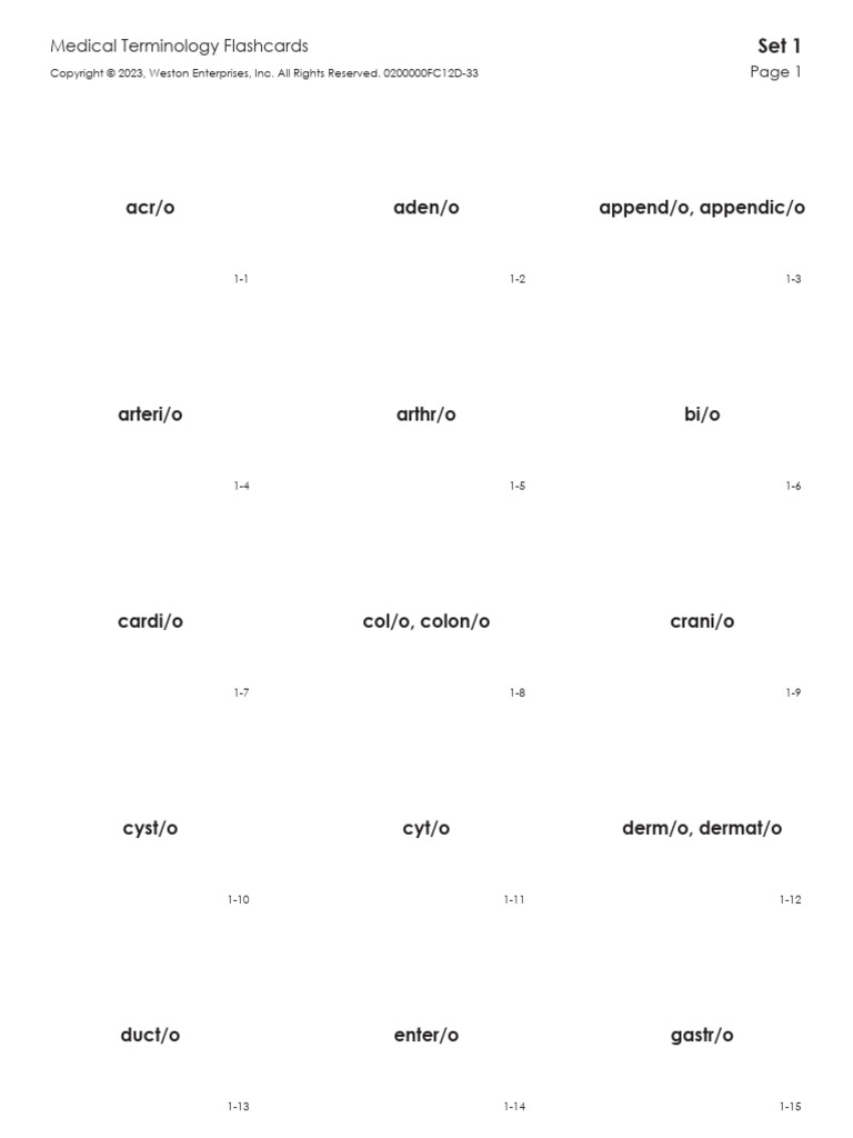 Medical Terminology Flashcards Set | PDF | Anatomy