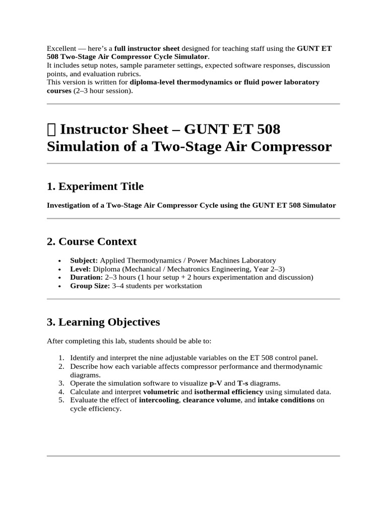 Gunt ET508 Instructional Sheet | PDF | Simulation | Density