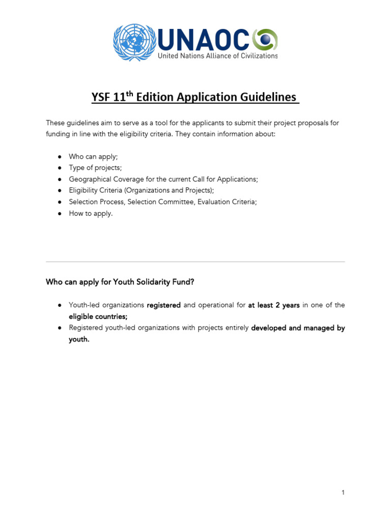 YSF 11 Application Guidelines | PDF