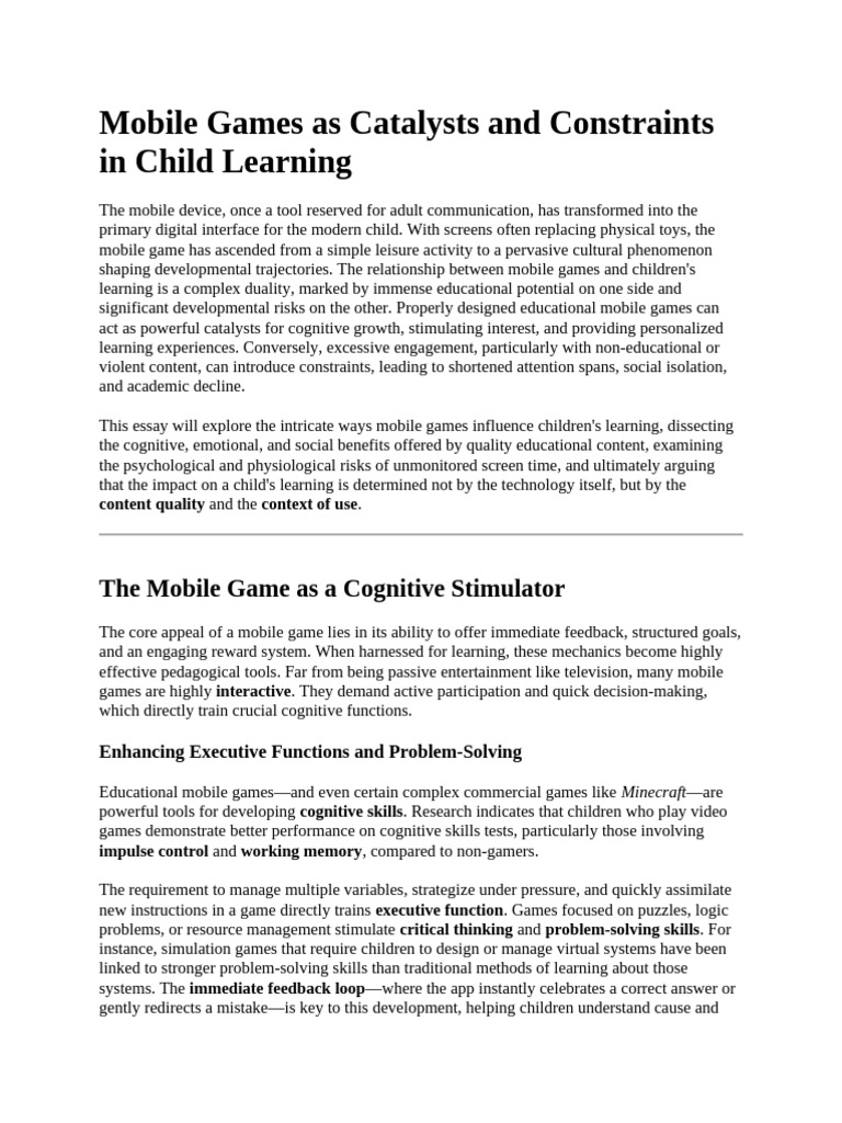 Mobile Games: Learning Benefits & Risks | PDF | Learning | Social ...