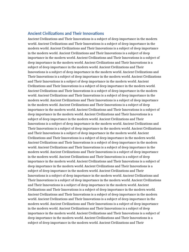 Ancient Civilizations and Their Innovations | PDF