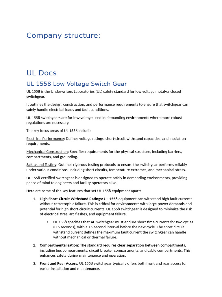 UL 1558 Low Voltage Switchgear Overview | PDF | Electric Power ...