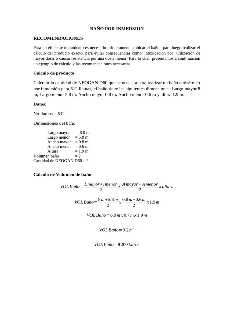 Baño Por Inmersion | PDF | Litro | Agua
