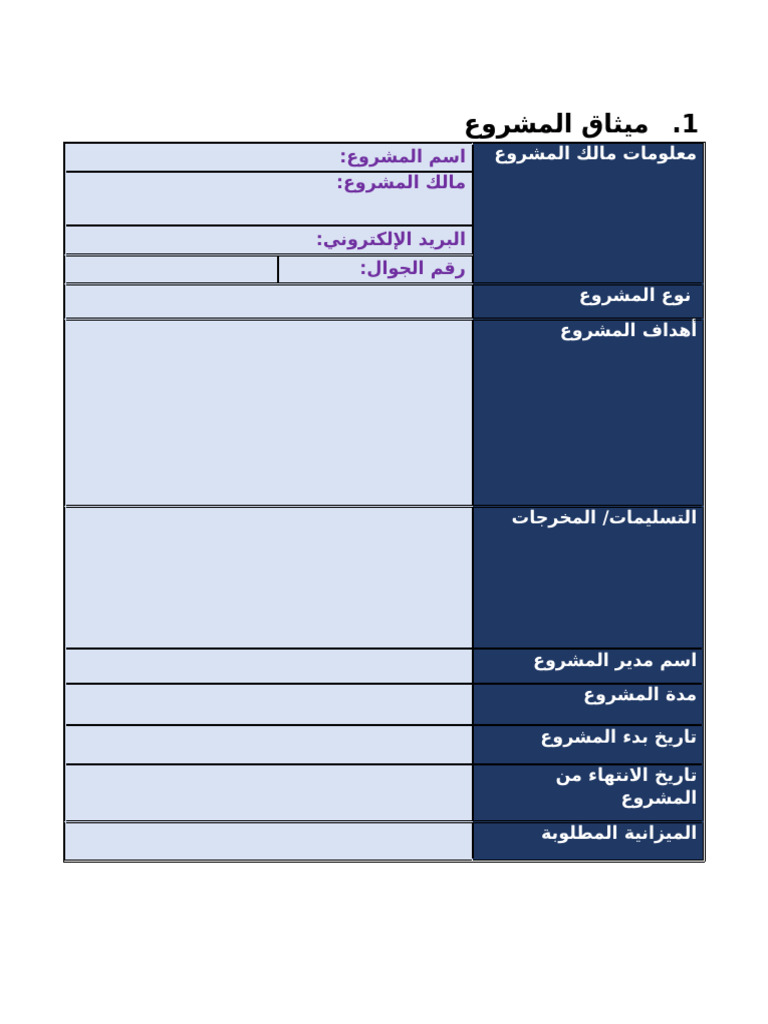 ميثاق المشروع | PDF
