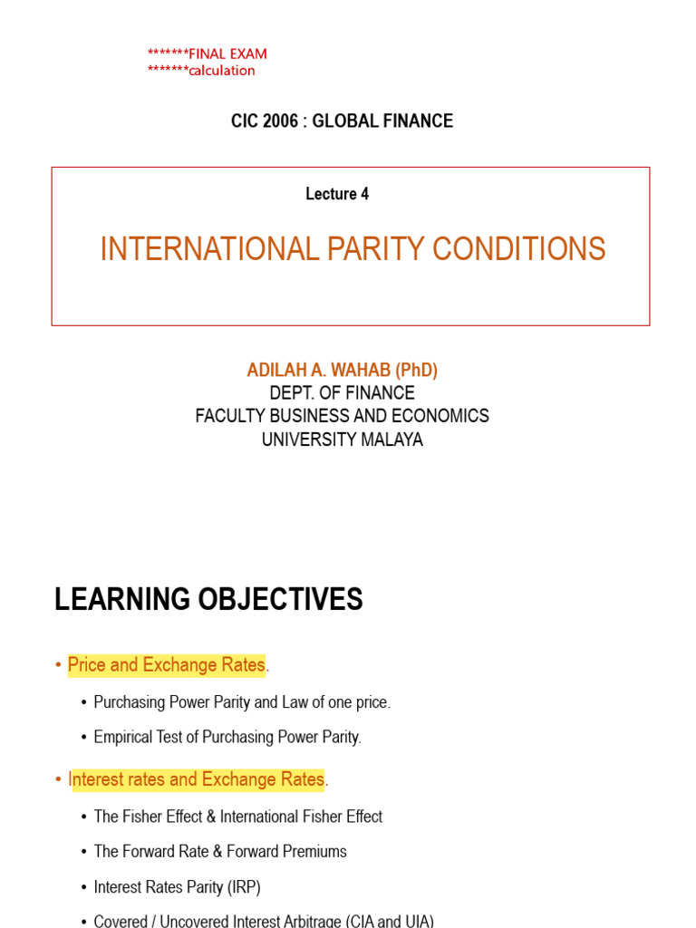 Understanding International Parity Conditions | PDF | Purchasing Power ...