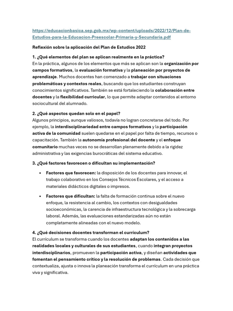 Implementación del Plan de Estudios 2022 | PDF | Plan de estudios ...