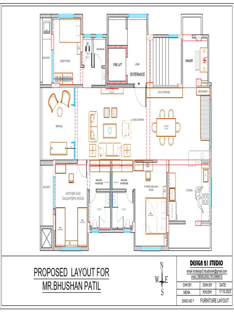 Furniture Layout (For Plumbing Placement) BP Sir | PDF | Home | Room