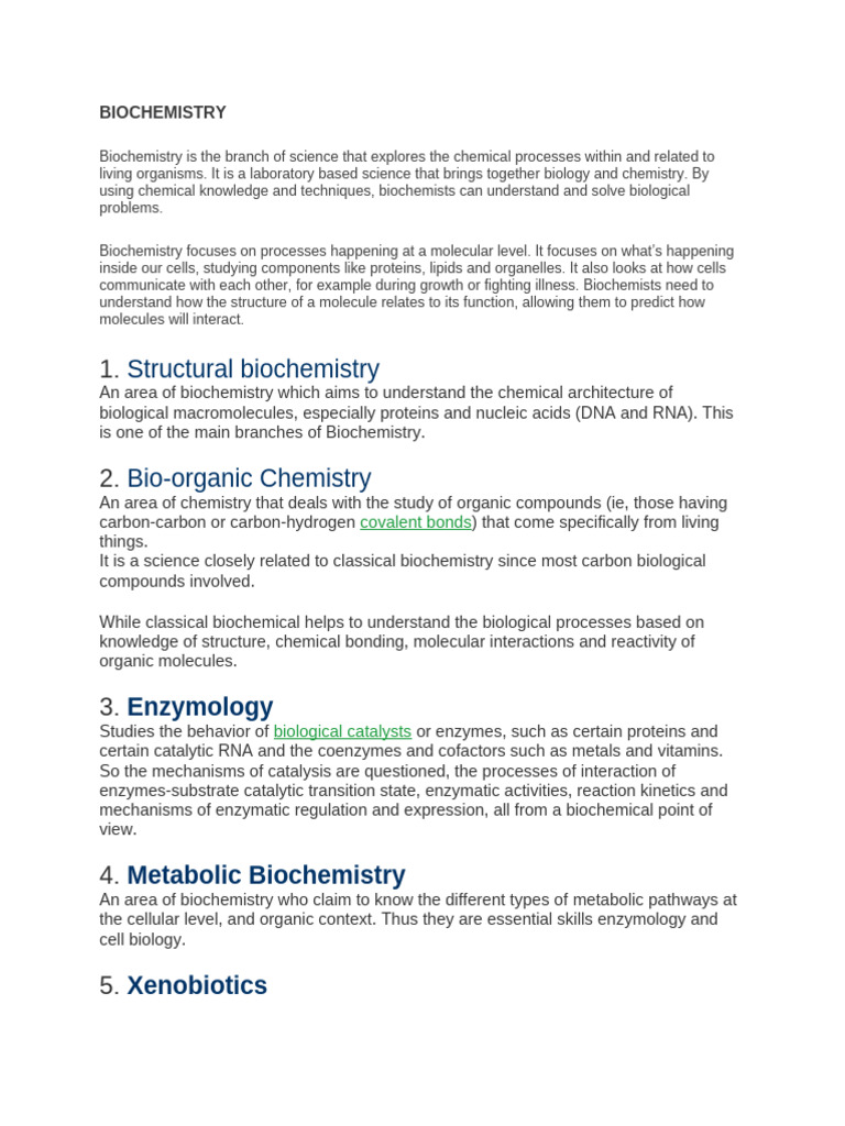 LECTURE 1 INTRODUCTION TO BIOCHEMISTRY | PDF | Biochemistry | Chemistry