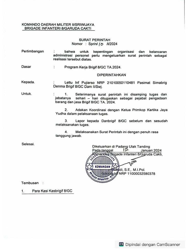 4.Sprin Pejabat Pengadaan Barang | PDF
