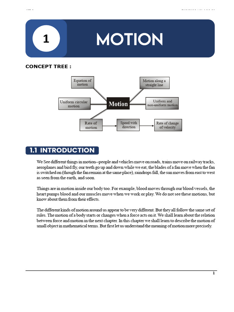 Motion Physics Concepts for Class IX | PDF | Velocity | Speed