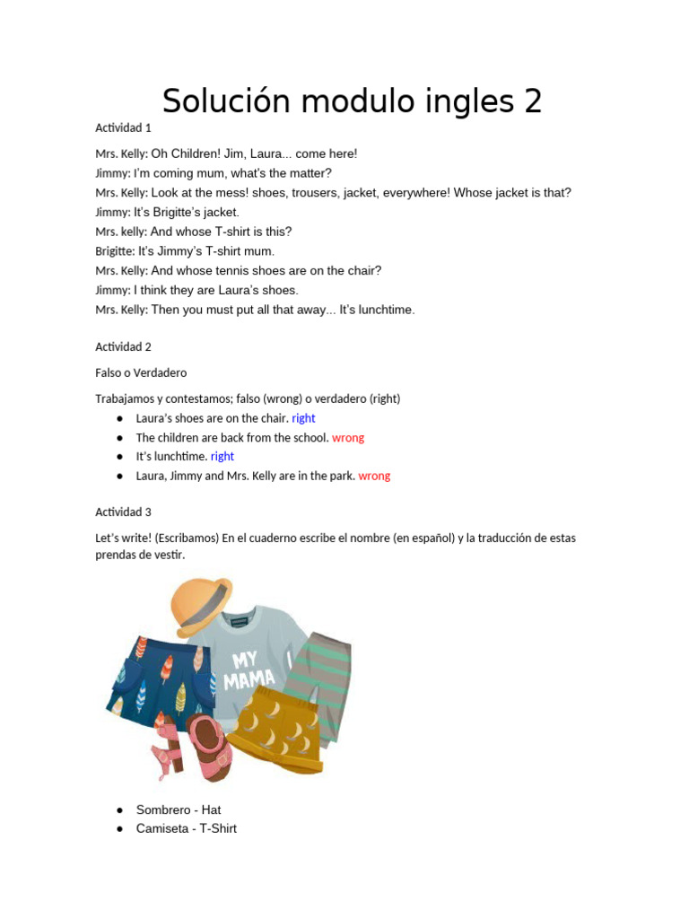 Solución Modulo Ingles 2 222 | PDF