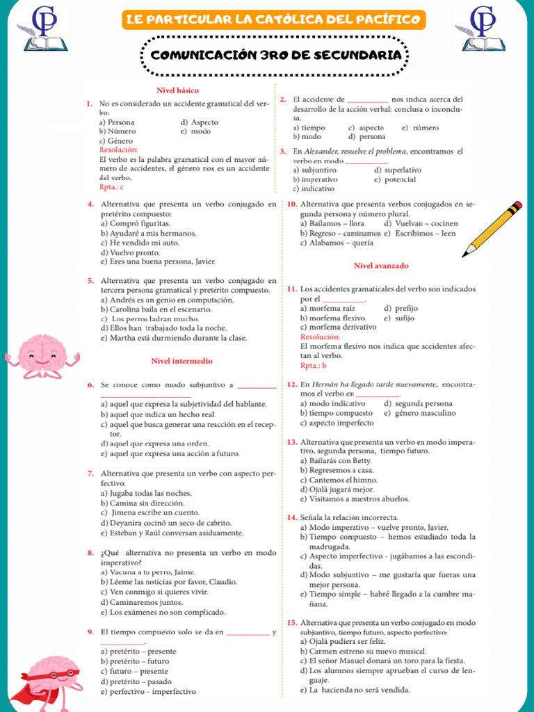 Verbo 3ro de Secundaria | PDF