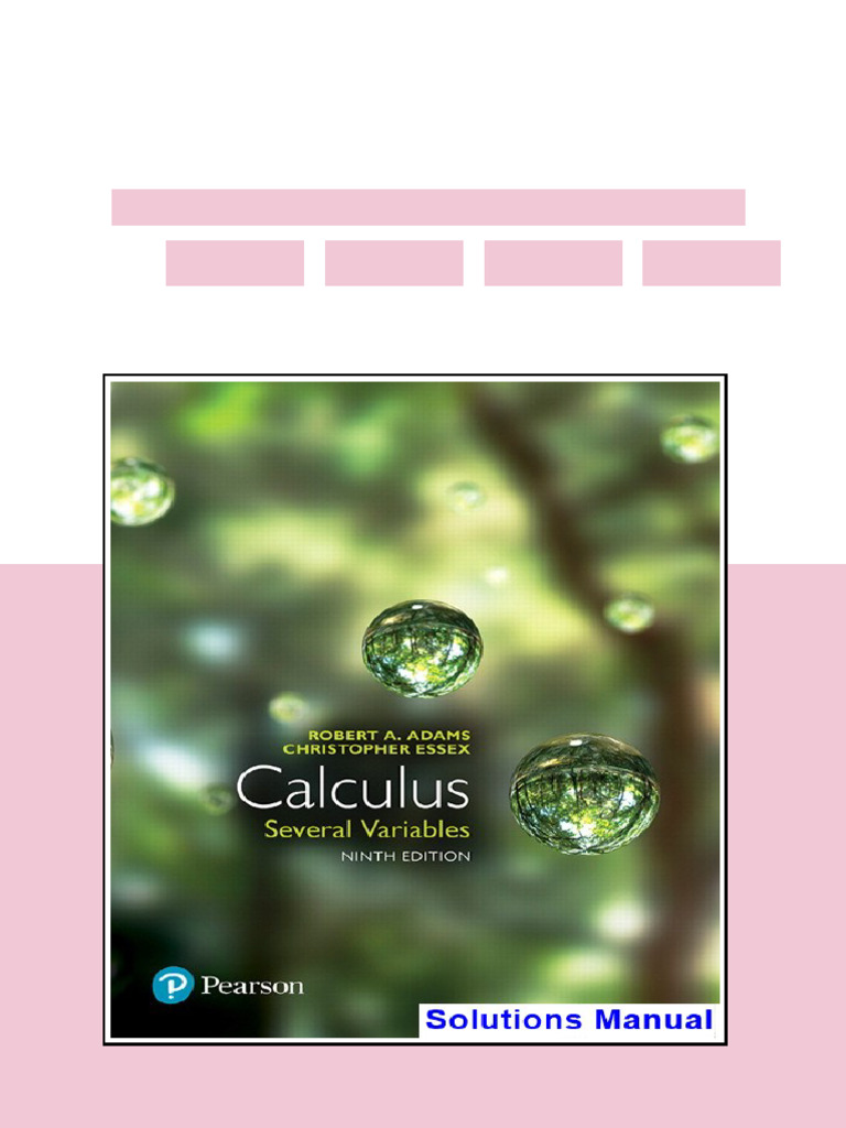 Calculus Several Variables Canadian 9th Edition Adams Solutions Manual ...