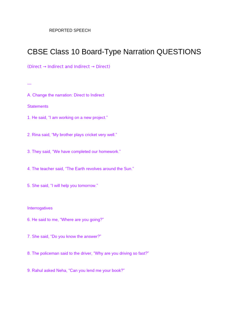 Narration Practice Set | PDF