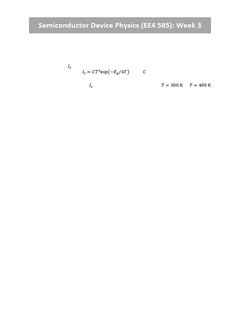 Semiconductor Device Physics (EE4 585) : Week 3 | PDF