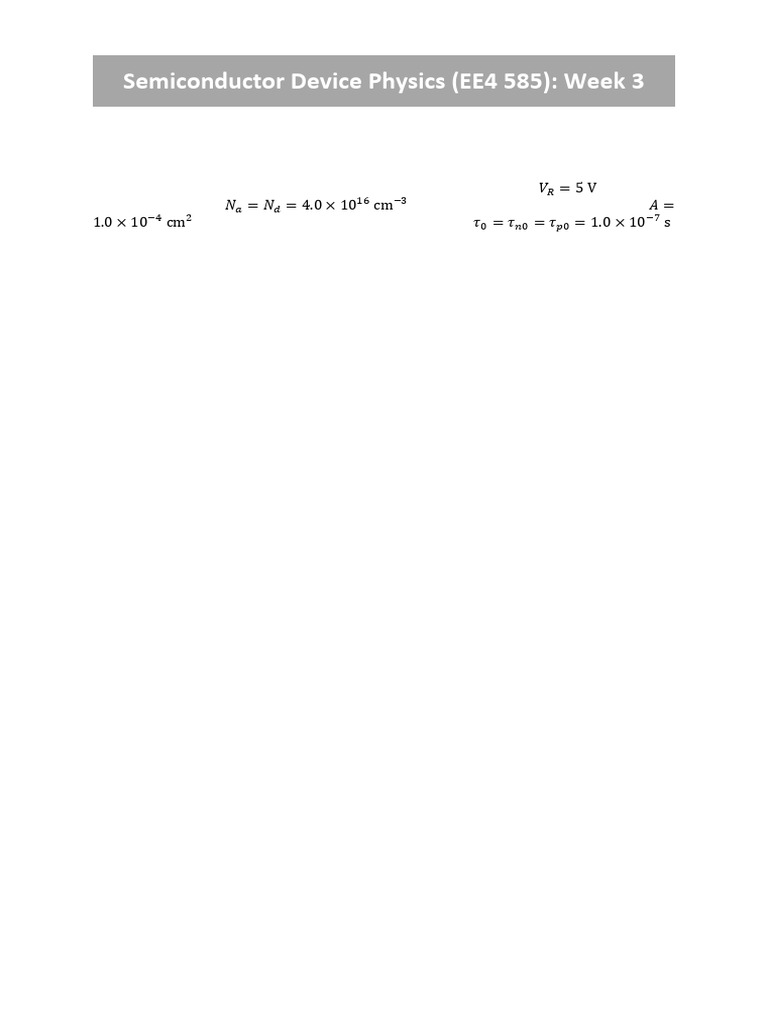 Semiconductor Device Physics (EE4 585) : Week 3 | PDF