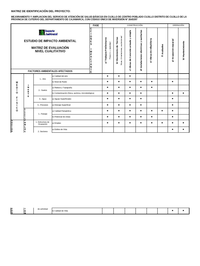 Matrices Eia | PDF | Evaluación de impacto ambiental | Entorno natural
