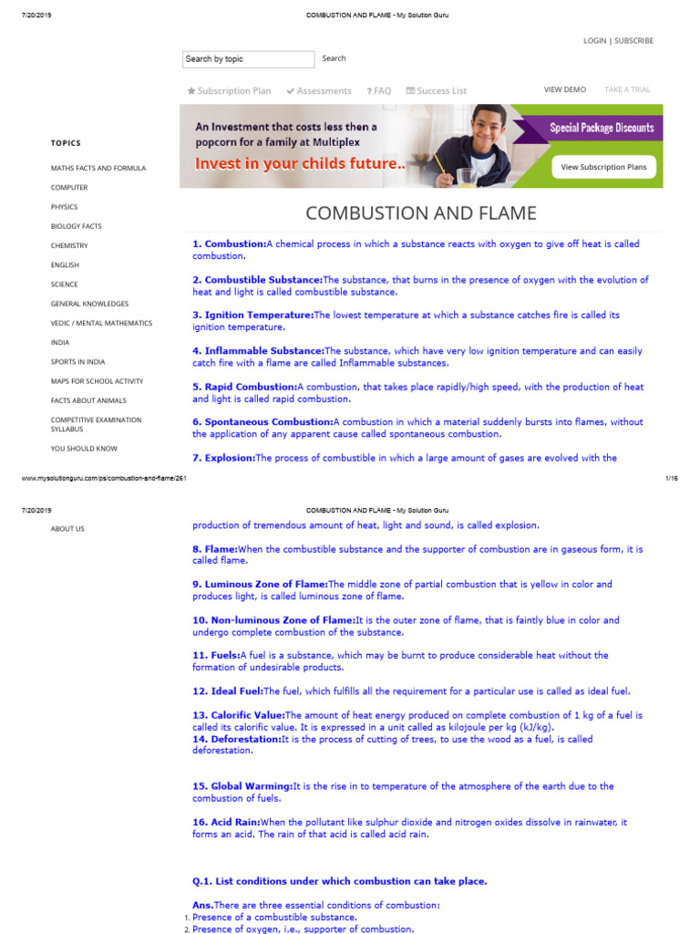 Combustion and Flame Explained | PDF | Combustion | Fires