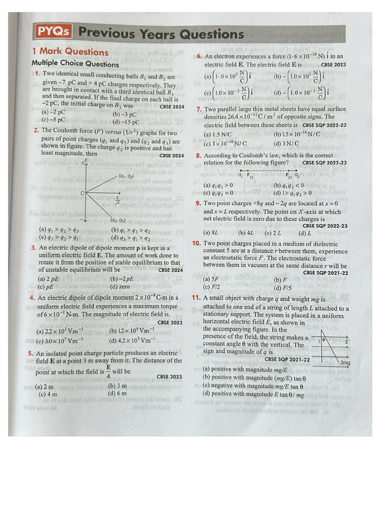 Electric Charges and Field Chapter 1 PDF | PDF