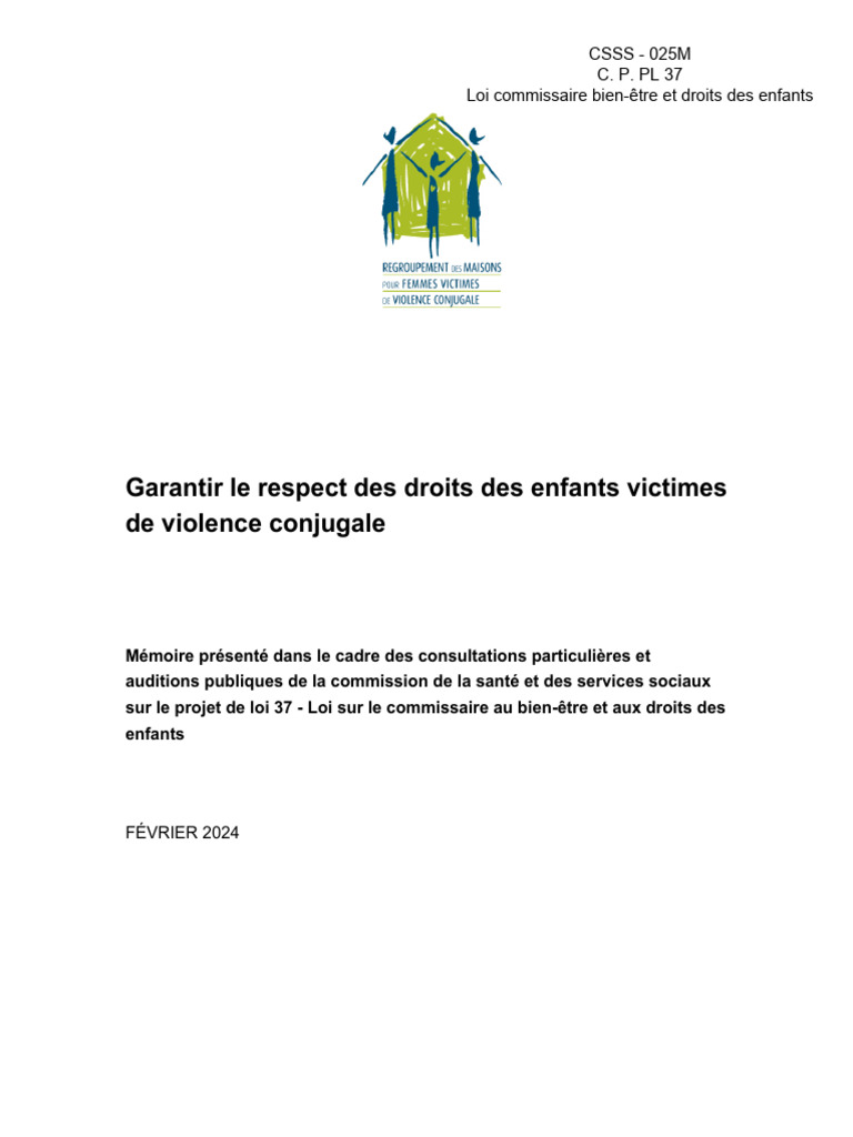 Droits des enfants victimes de violence | PDF | La violence | Québec