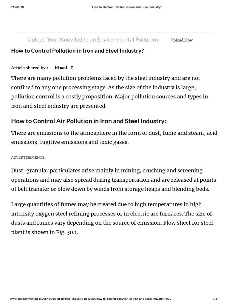 How To Control Pollution in Iron and Steel Industry | PDF | Coke (Fuel ...