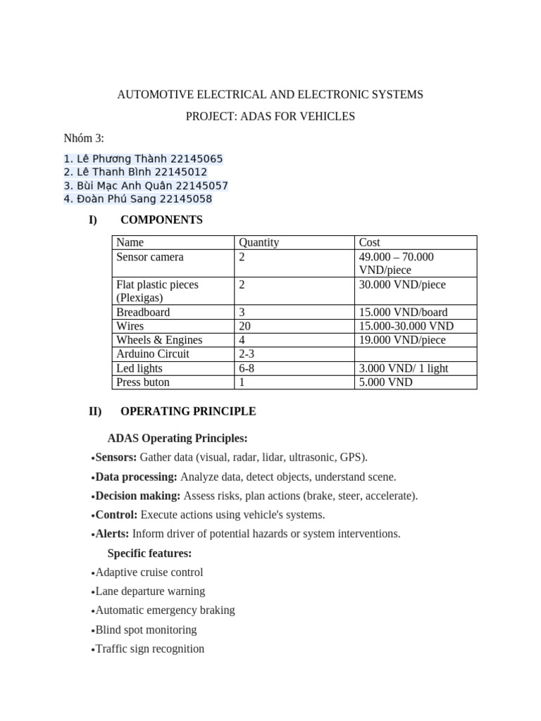 AEES Mondays - Nhóm 3 - Báo Cáo Tiến Độ | PDF | Vehicle Technology ...