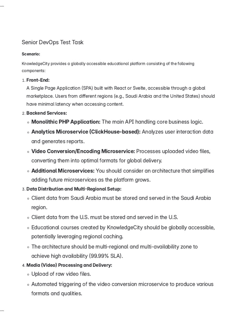 Server Senior DevOps Test Task 310725 123433 | PDF | Cache (Computing ...