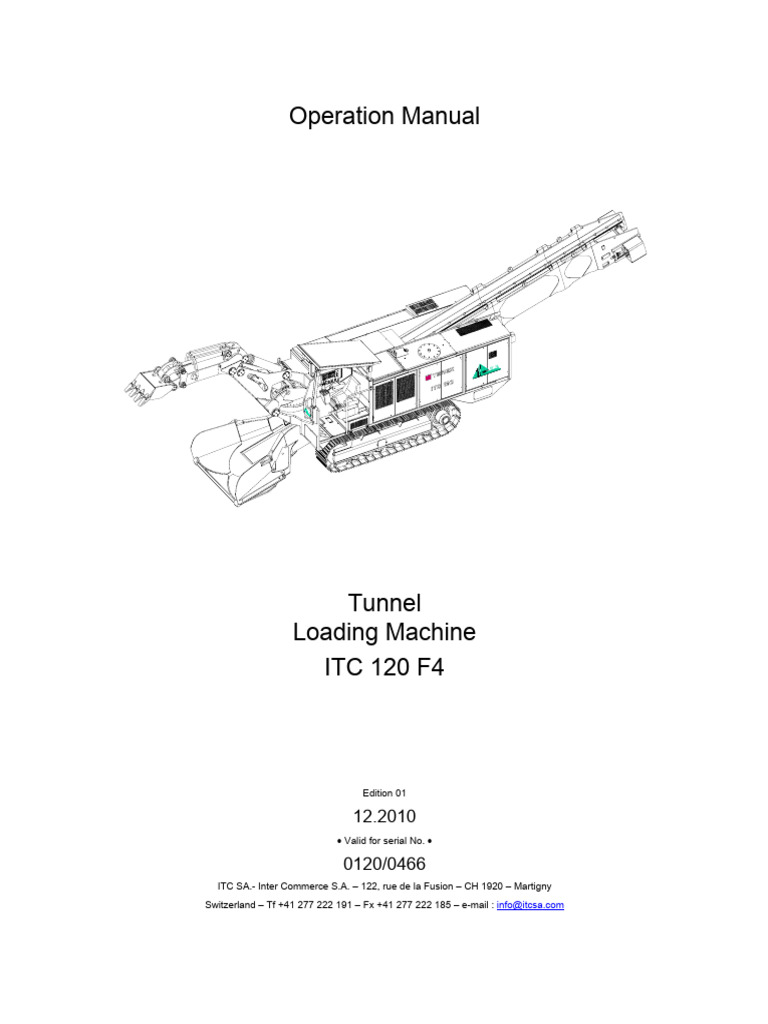 ITC 120 F4 Tunnel Loading Machine Manual | PDF | Reliability ...