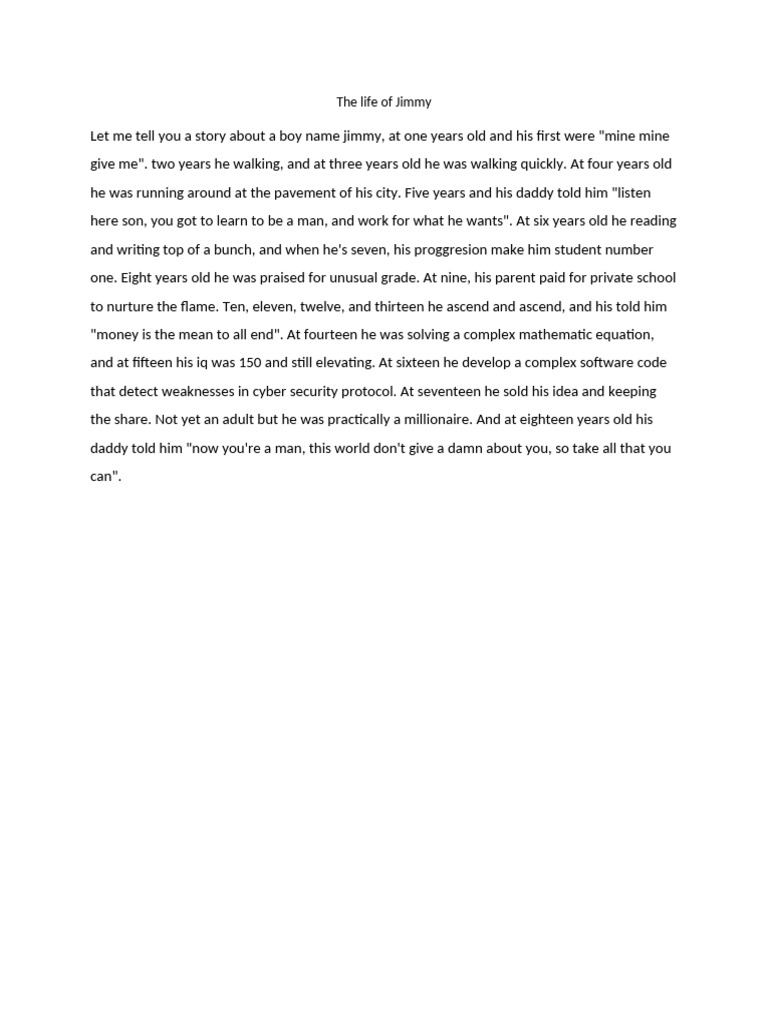 The Life of Jimmy (Drafts) | PDF