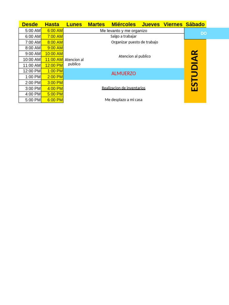 Rutina Semanal de Trabajo y Descanso | PDF