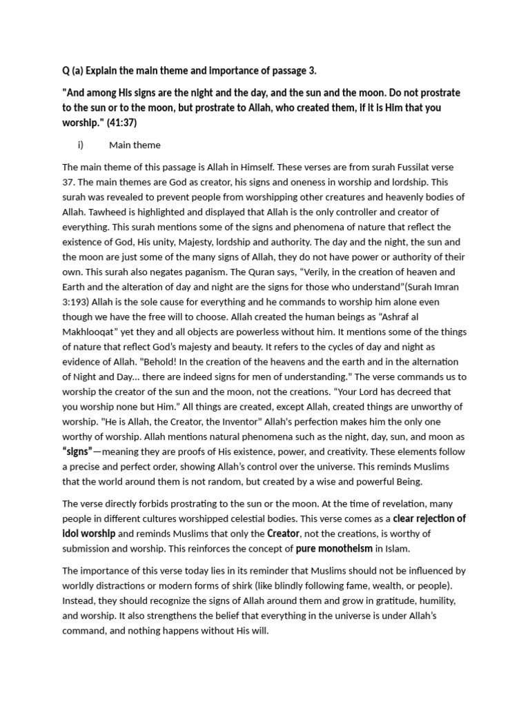islamiyat olevels notes | PDF | God In Islam | Tawhid