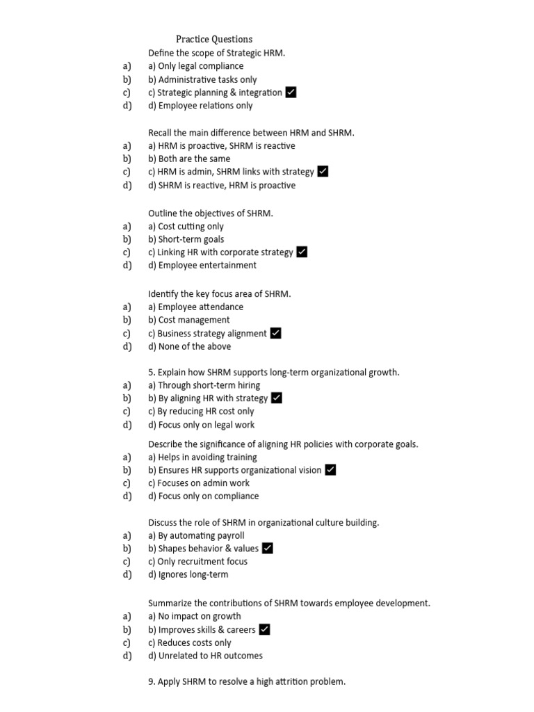 SHRM QB | PDF | Human Resource Management | Strategic Management