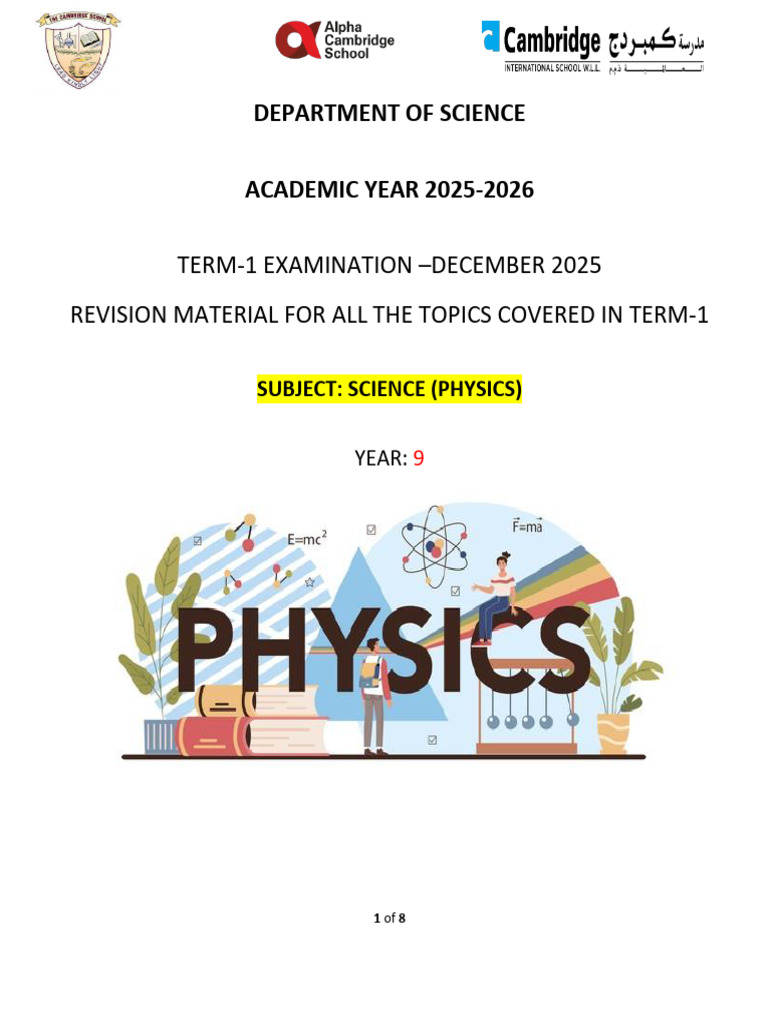 Term-1 Science Revision for Year 9 | PDF | Heat | Density