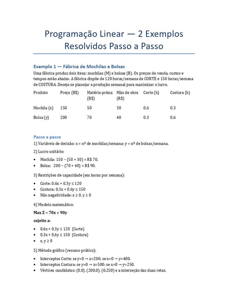 Exemplos Práticos de Programação Linear | PDF | Programação linear | Pães