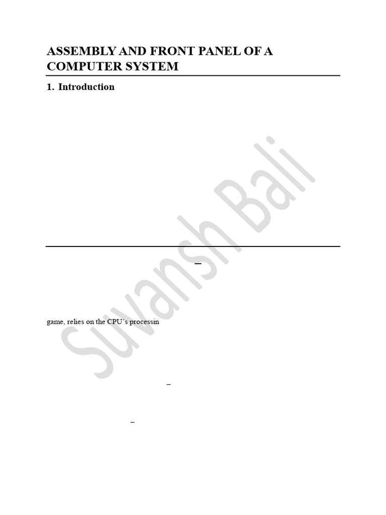 Assembly and Front Panel of A Computer System Class Version | PDF ...