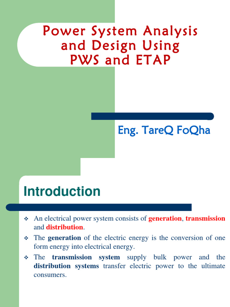 Power System Design with PWS and ETAP | PDF | Electric Power ...