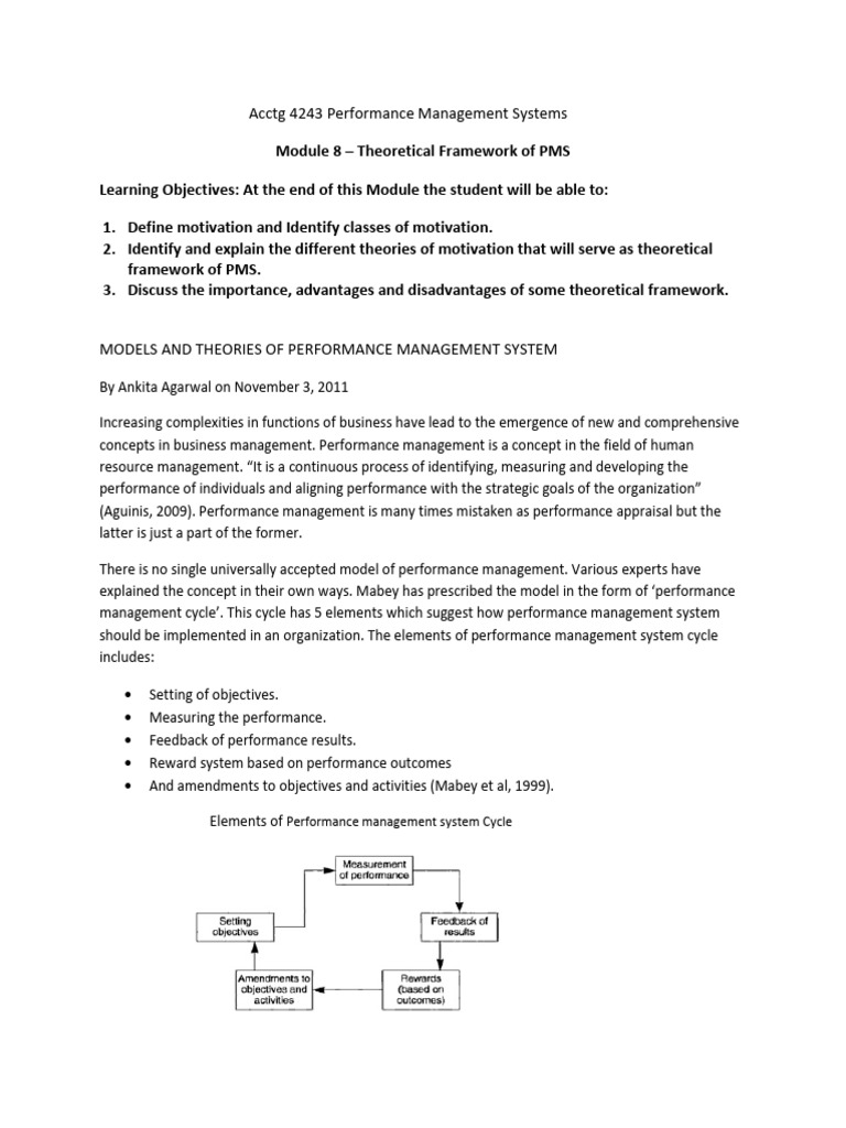 Module 9 - Theoretical Framework of PMS | PDF | Motivational | Motivation