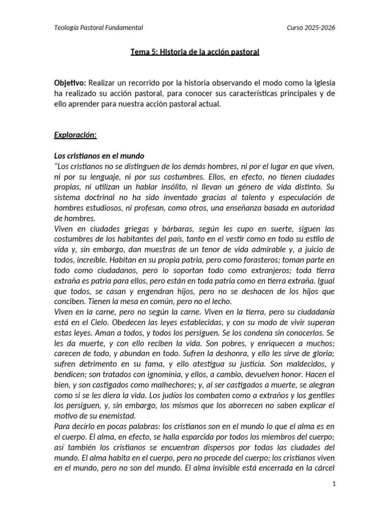 Historia de la Acción Pastoral en la Iglesia | PDF | Iglesia Católica ...