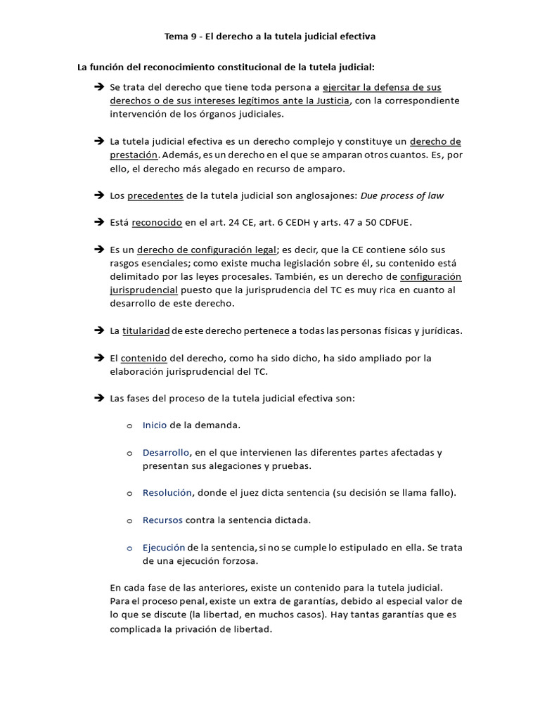 Tema 9 El Derecho A La Tutela Judicial Efectiva | PDF | Caso de ley ...
