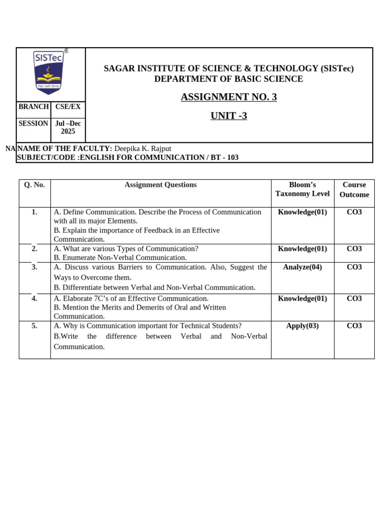 EFC'25 Assignment 3 (BT-103) | PDF