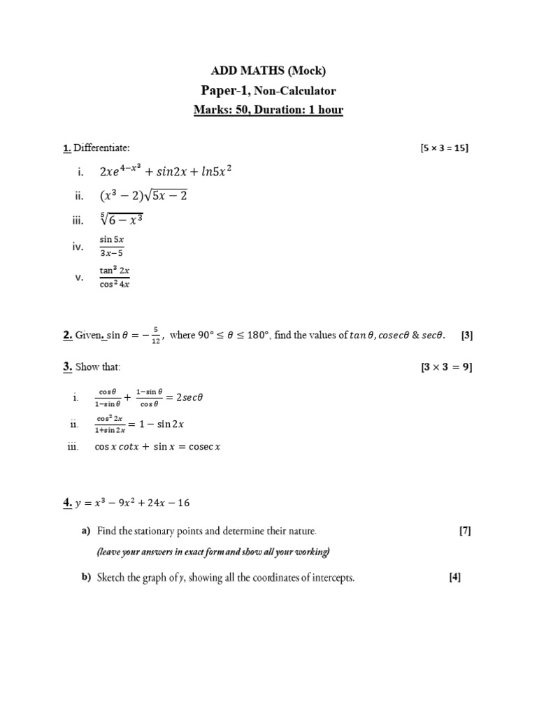Add Maths-P1 - V2 | PDF