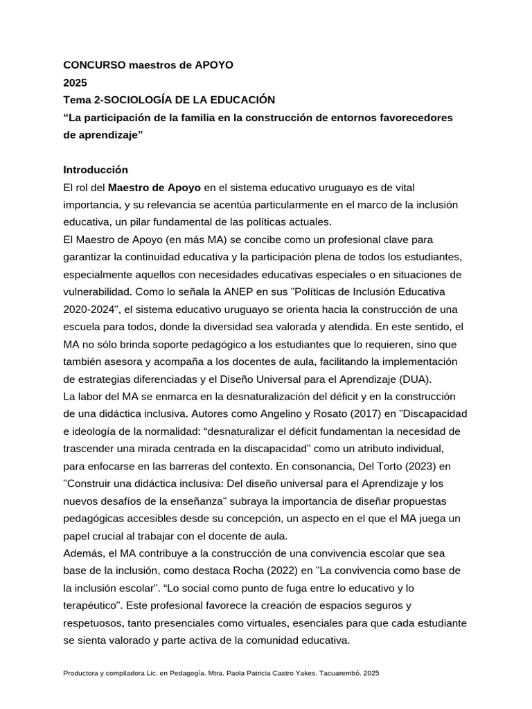 Rol de la familia en el aprendizaje escolar | PDF | Inclusión ...