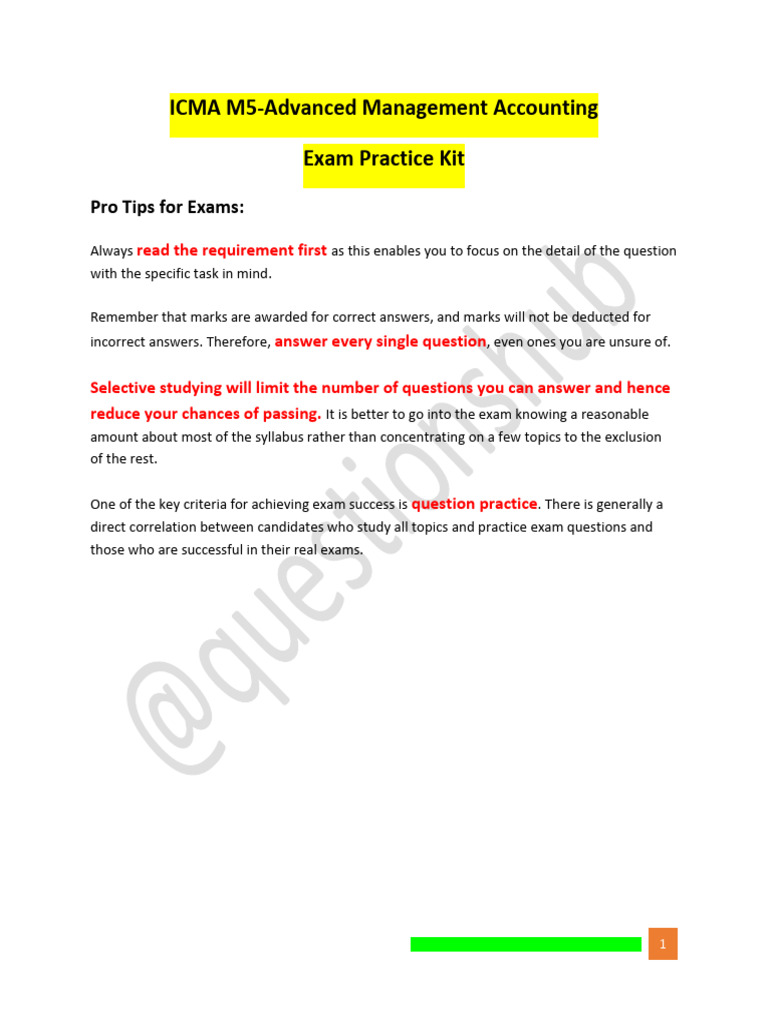 ICMA M5 Advanced Management Exam Kit | PDF | Capital Budgeting