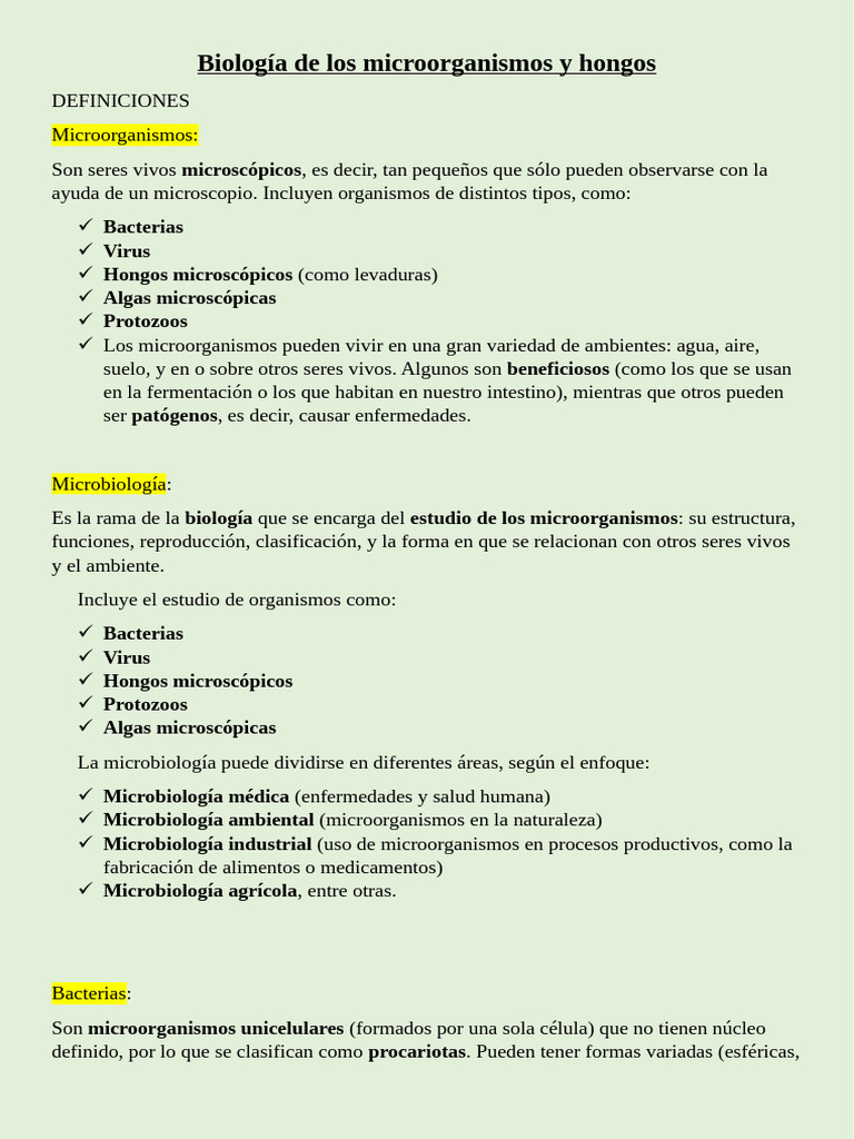 Biología de Los Microorganismos y Hongos | PDF | Eucariotas | Abiogénesis