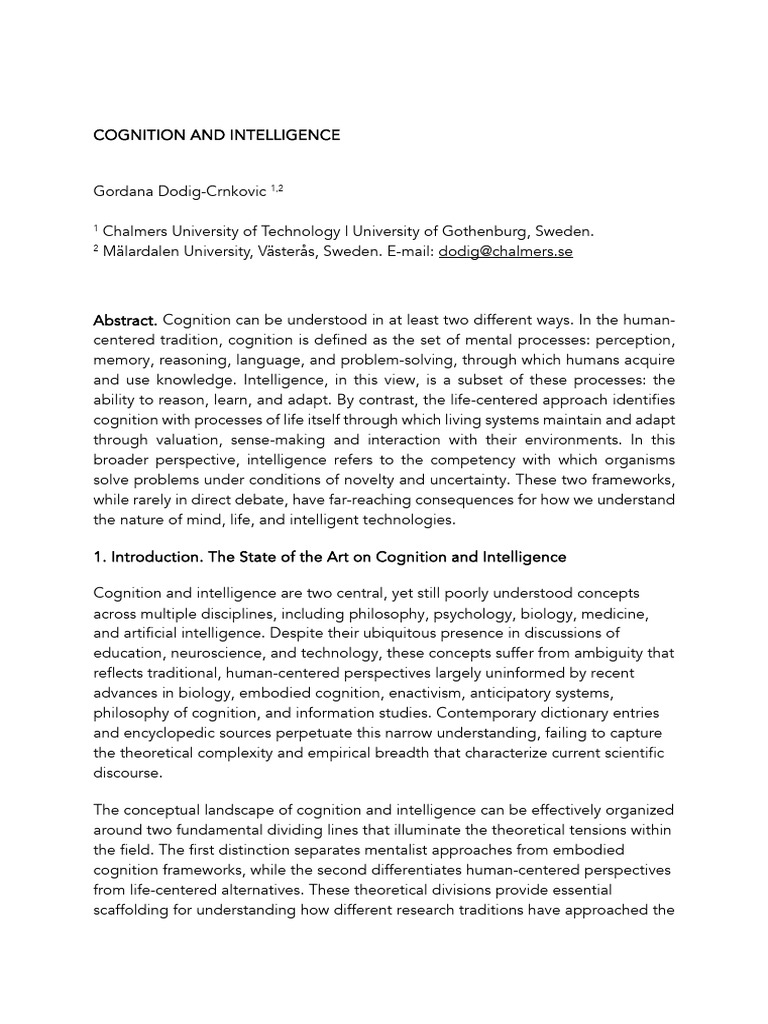 Cognition Intelligence 202511 | PDF | Embodied Cognition | Mind