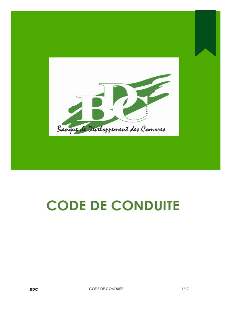 Code de conduite BDC : normes éthiques | PDF | la corruption | Harcèlement