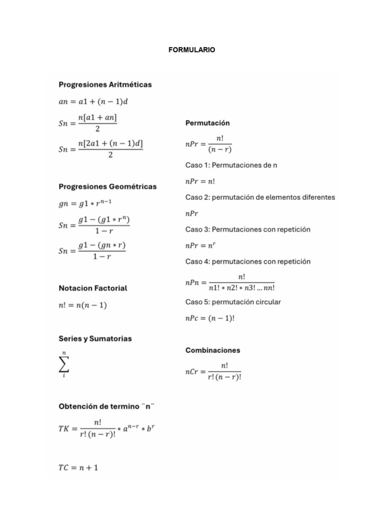 Formulario Mate II | PDF