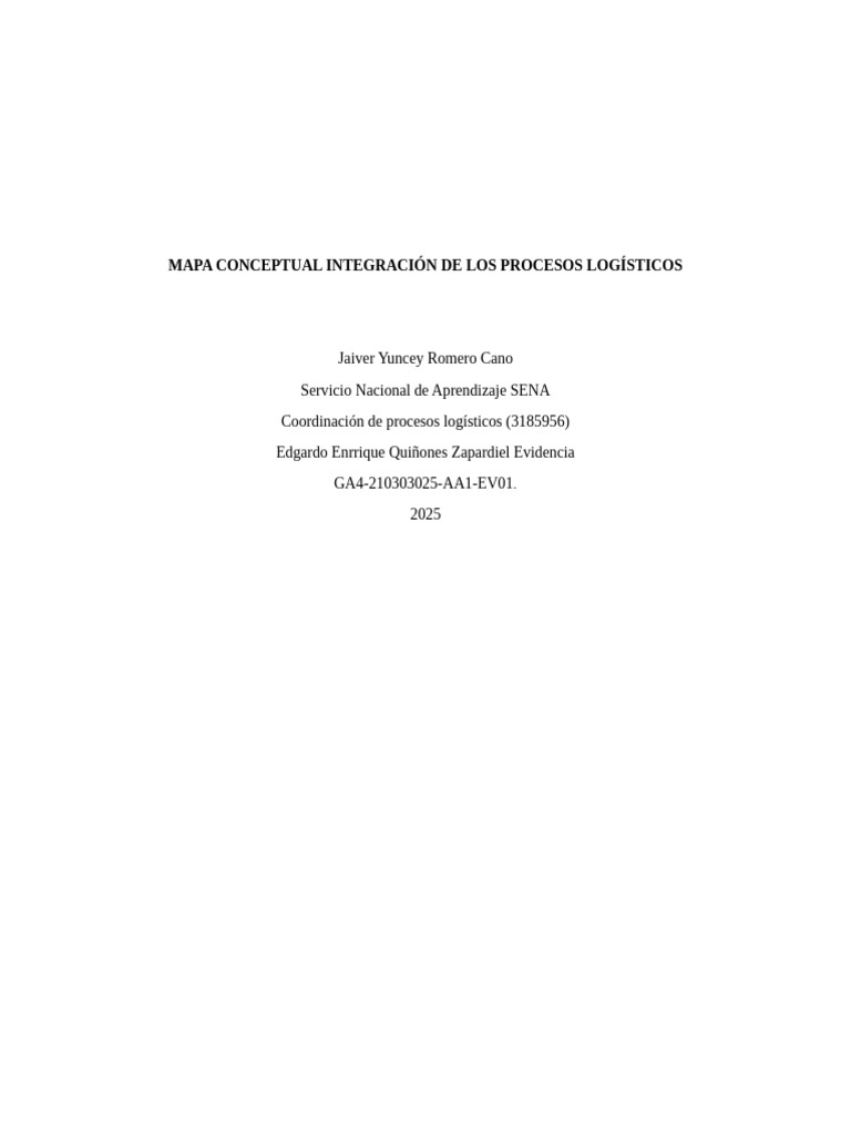 Mapa Conceptual Integración de Los Procesos Logísticos | PDF ...
