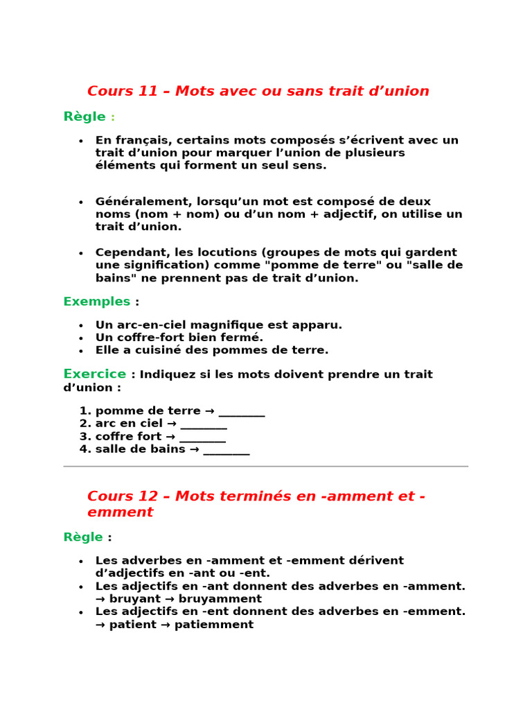 Règles de l'orthographe française | PDF | Adverbe | Orthographie